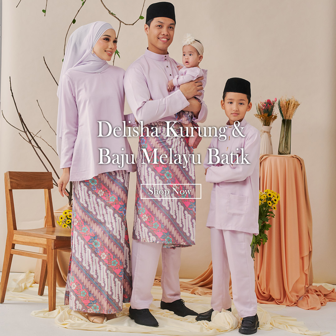 Delisha Kurung X Baju Melayu Batik